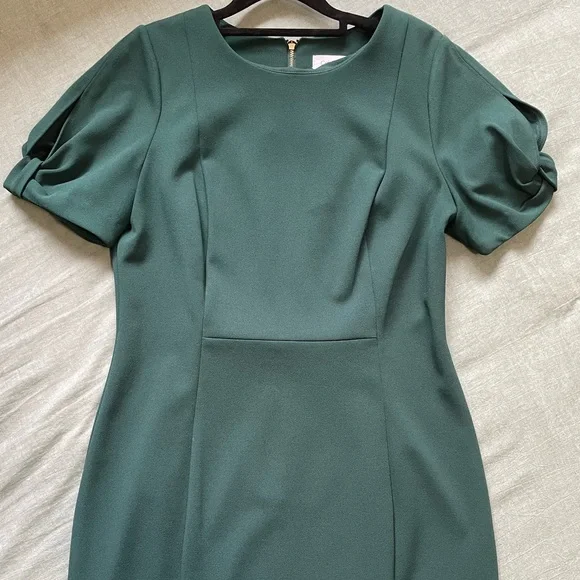 Calvin Klein | Dresses | Calvin Klein Elegant Green Dress With Puffy  Sleeves | Poshmark